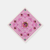 PINK LILA GEOMETRISCHE LACE GEM STONE MONOGRAM SERVET (Hoek)