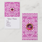 PINK LILA GEOMETRISCHE LACE GEMSTONE MONOGRAM VISITEKAARTJE (Voorkant / Achterkant)