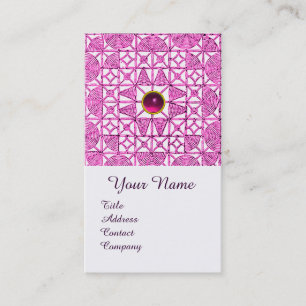 PINK LILA GEOMETRISCHE LACE GEMSTONE MONOGRAM VISITEKAARTJE