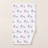 PINK LILA UNICORN WHITE BATHROOM TOWEL SET BAD HANDDOEK (Handdoek)