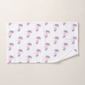 PINK LILA UNICORN WHITE BATHROOM TOWEL SET BAD HANDDOEK (Handdoek)