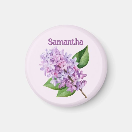 Pink Lilac Blossom Custom Name Magnet (Voorkant)
