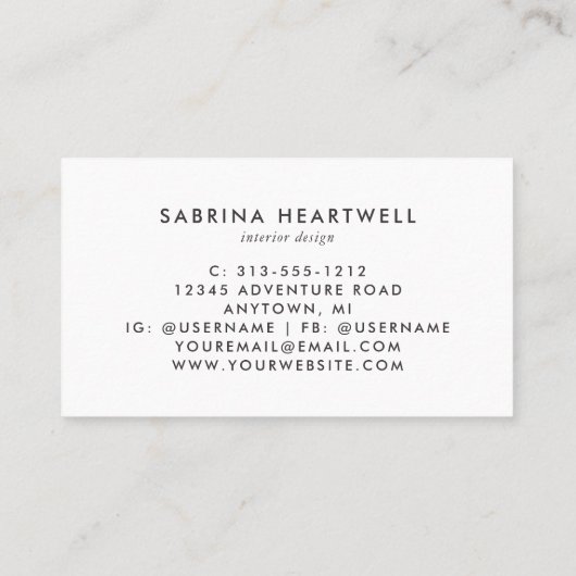 Pink Lilac Gray Terrazzo Pattern Interior Design Visitekaartje (Achterkant)