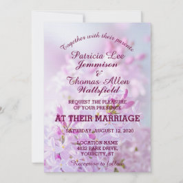 Pink Lilacs Wedding Invitation Kaart