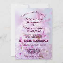 Pink Lilacs Wedding Invitation Kaart