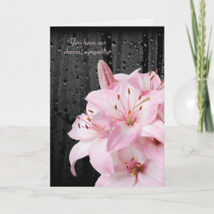 Pink Lilies en Raindrops Sympathie Kaart