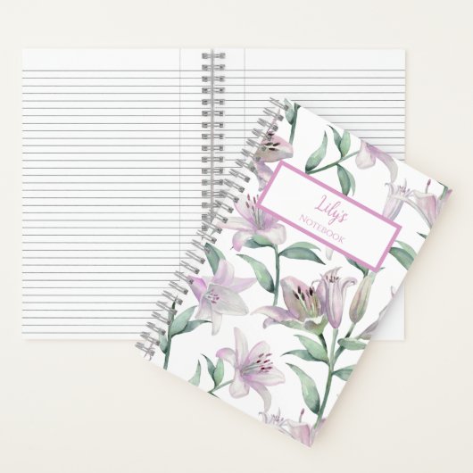 Pink Lillies Personalized Journal Notebook Notitieboek (Binnen)