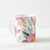 Pink Lilly Waterverf Floral Pattern  Koffiemok (Voorkant links)