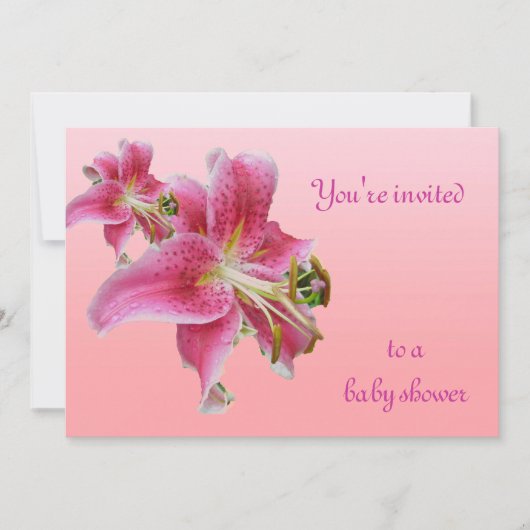 Pink Lily Baby shower Floral Kaart (Voorkant)