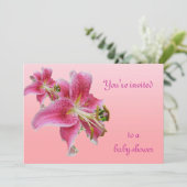 Pink Lily Baby shower Floral Kaart (Staand voorkant)