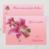 Pink Lily Baby shower Floral Kaart (Voorkant / Achterkant)
