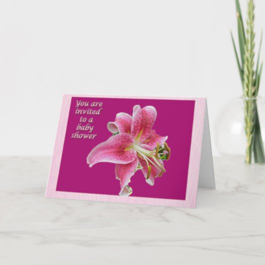 Pink Lily Baby shower Uitnodiging (Voorkant)