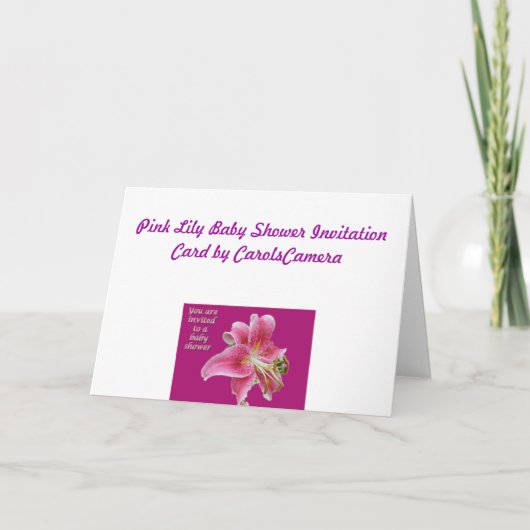 Pink Lily Baby shower Uitnodiging (Achterkant)