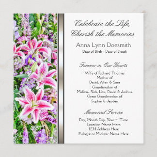 Pink Lily Begrafenis Aankondigingen