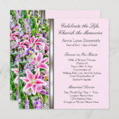 Pink Lily Begrafenis Aankondigingen (Voorkant / Achterkant)