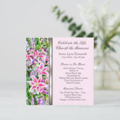 Pink Lily Begrafenis Aankondigingen (Staand voorkant)