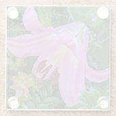 Pink Lily Bloom Floral Glazen Onderzetter (Achterkant)