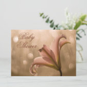 Pink Lily Bokeh Baby shower Kaart (Staand voorkant)