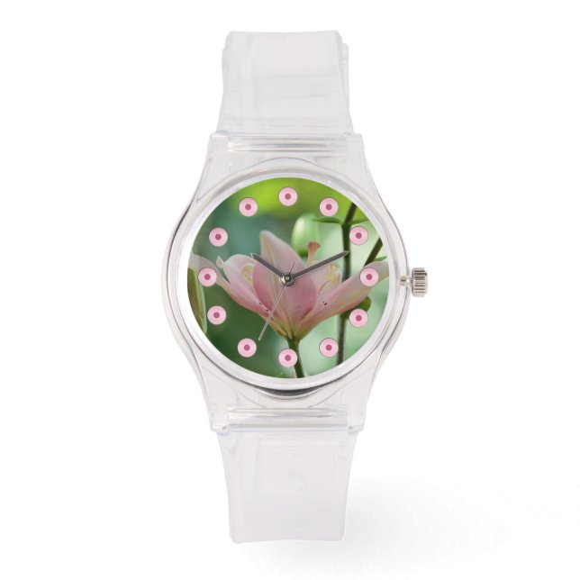 Pink Lily-Bokeh van Shirley Taylor Horloge (Voorkant)