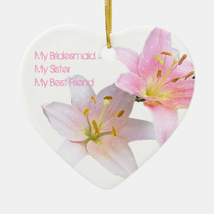 Pink Lily Bridesmaid Keramisch Ornament