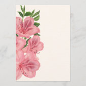 Pink Lily Floral Modern Wedding Invitation Kaart (Achterkant)