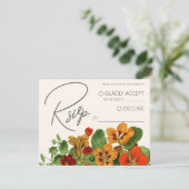 Pink Lily Floral Modern Wedding RSVP QR Code Informatiekaartje (Staand voorkant)