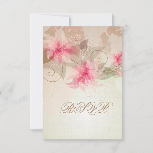 Pink Lily Floral RSVP Kaartje (Voorkant)
