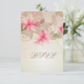 Pink Lily Floral RSVP Kaartje (Staand voorkant)