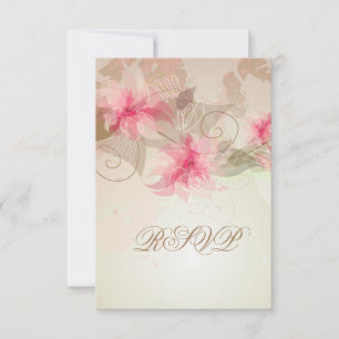 Pink Lily Floral RSVP Kaartje