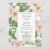 Pink Lily Floral Wedding Invitation Lilies Kaart (Voorkant / Achterkant)