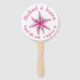 Pink Lily Flower Garden Party Wedding Programme Handwaaier
