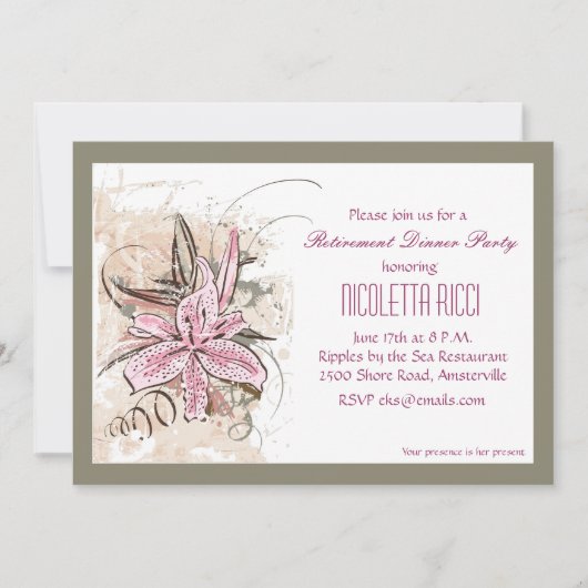Pink Lily Invitation Kaart (Voorkant)