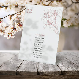 Pink Lily Outline Trouwtafel nummers Reclamebord Met Voetstuk