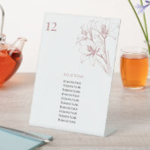 Pink Lily Outline Trouwtafel nummers Reclamebord Met Voetstuk (Insitu)