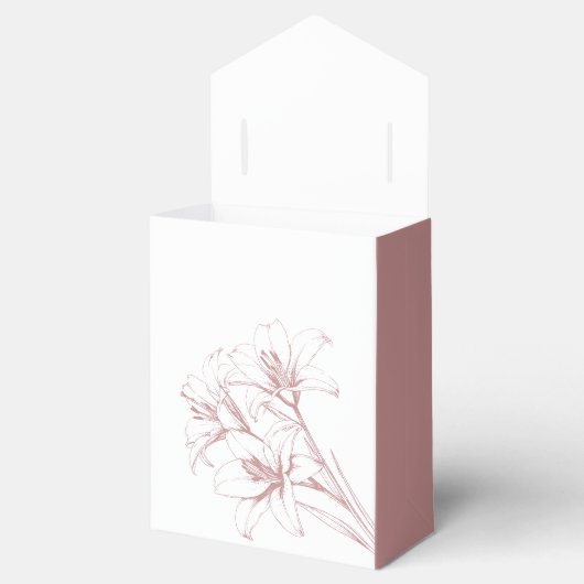 Pink Lily Outline Wedding Bedankdoosjes (Geopend)