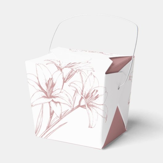 Pink Lily Outline Wedding Bedankdoosjes (Voorkant Zijde)