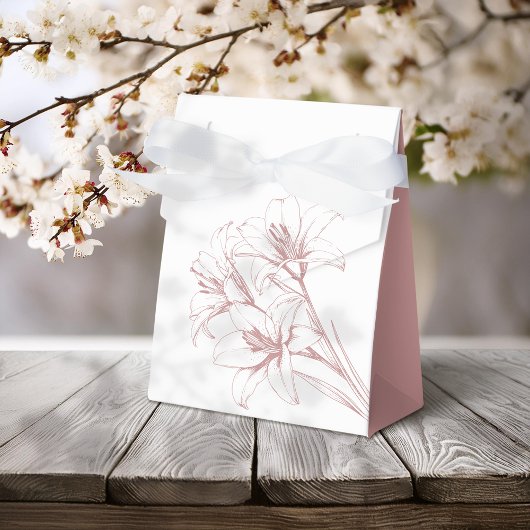 Pink Lily Outline Wedding Bedankdoosjes