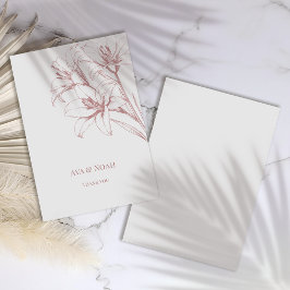 Pink Lily Outline Wedding Bedankkaart