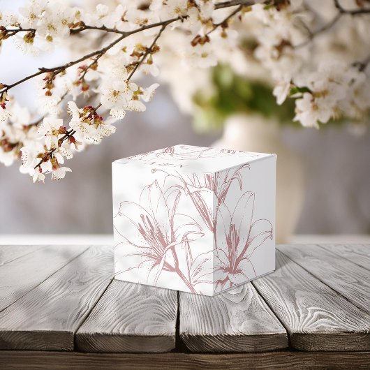 Pink Lily Outline Wedding Favoriet Box Bedankdoosjes