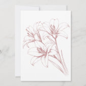 Pink Lily Outline Wedding Kaart (Achterkant)