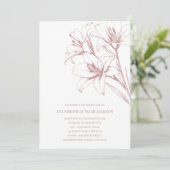 Pink Lily Outline Wedding Kaart (Staand voorkant)