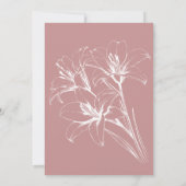 Pink Lily Outline Wedding Kaart (Achterkant)