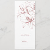 Pink Lily Outline Wedding Menu (Voorkant)