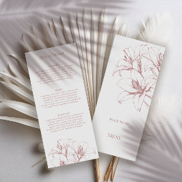 Pink Lily Outline Wedding Menu