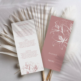 Pink Lily Outline Wedding Menu