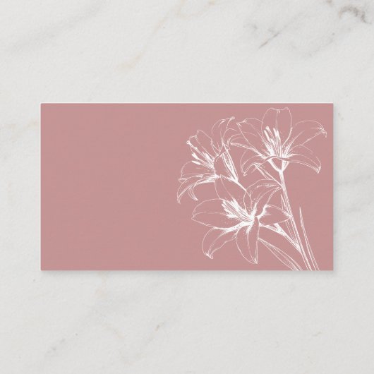 Pink Lily Outline Wedding Plaatskaartje (Achterkant)