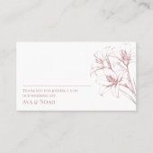 Pink Lily Outline Wedding Plaatskaartje (Voorkant)