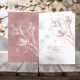 Pink Lily Outline Wedding Programma