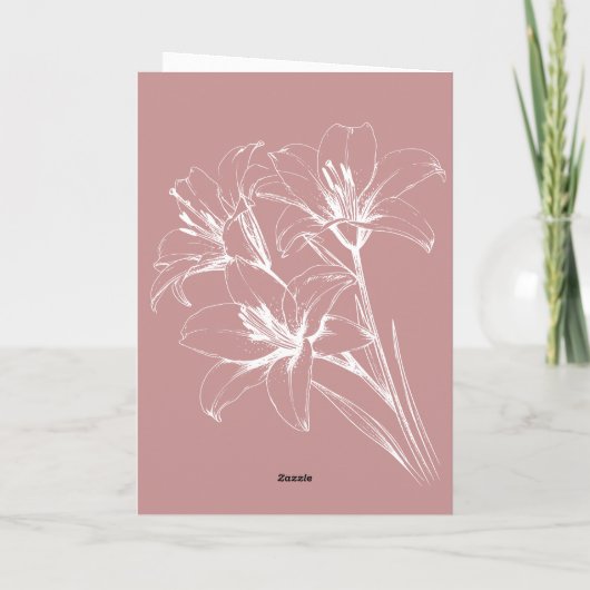Pink Lily Outline Wedding Programma (Achterkant)