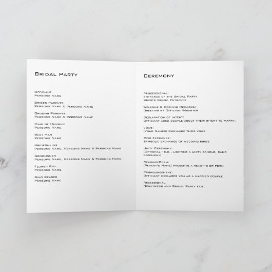 Pink Lily Outline Wedding Programma (Binnen)